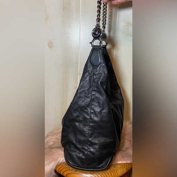 GUCCI black leather Hobo bag galaxy chain / with dustbag and Gucci cards - Picture 5 of 14
